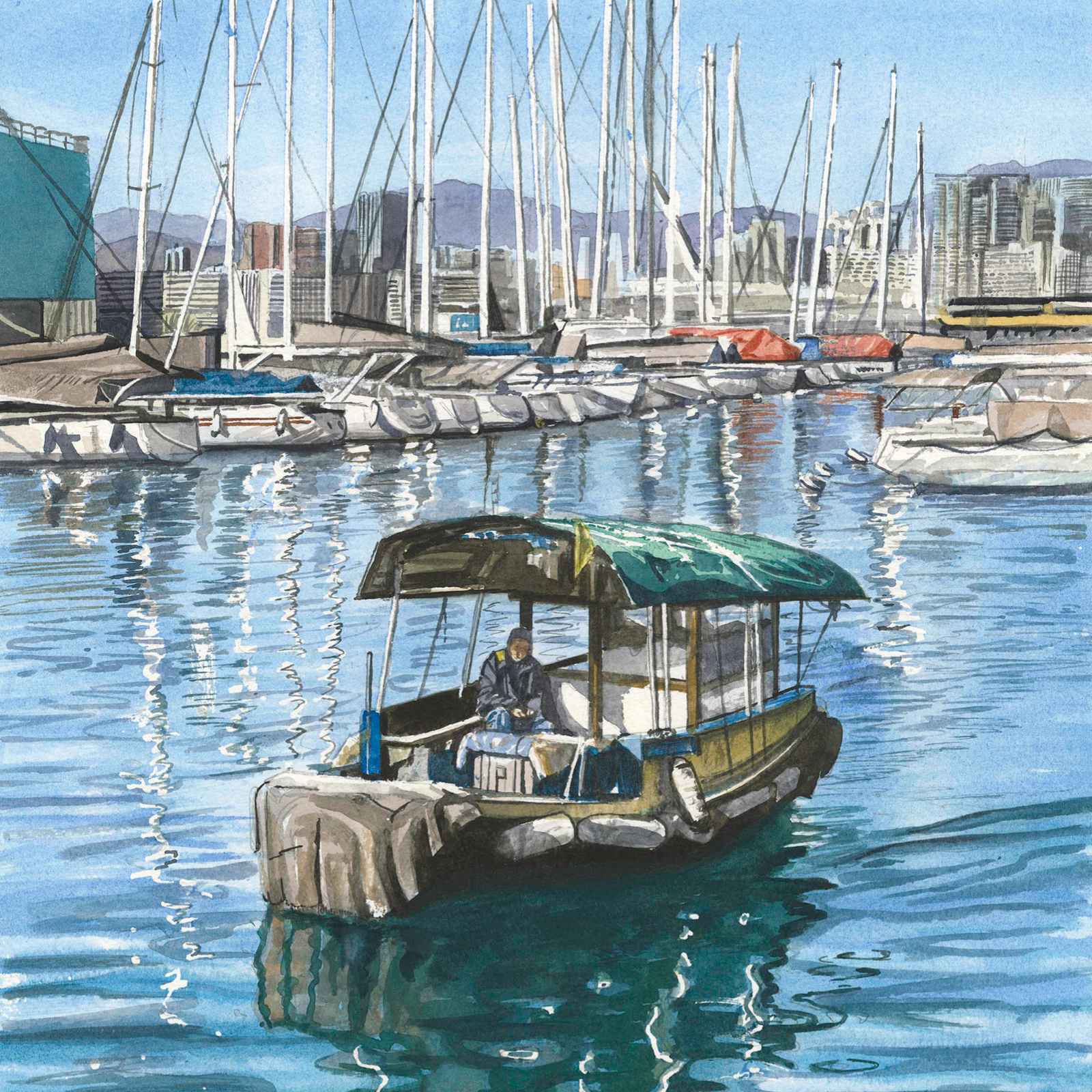 Sampan reflections by Richard Crosbie